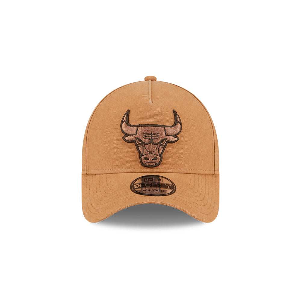Chicago Bulls Hat - Washed Canvas Bronze 9Forty A-Frame NBA Snapback Cap - New Era